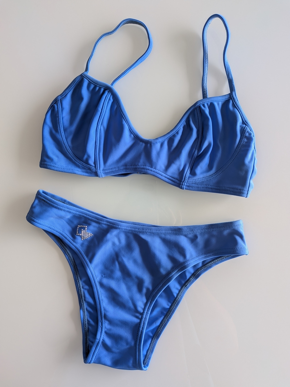 Royal Blue Bikini Set Rhinestone Accent 2 Piece Women's Swimwear Size S NWOT